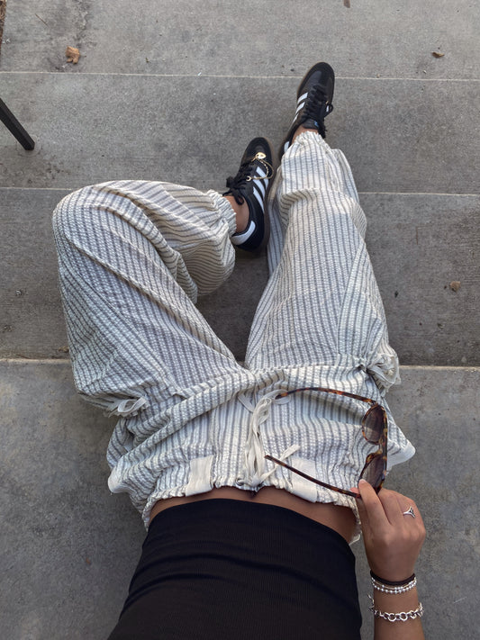 Striped Drawstring Side Pocket Jogger